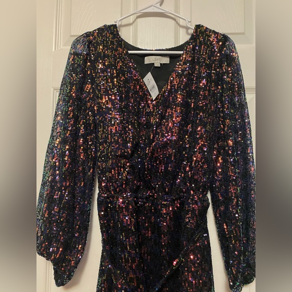 Sequins Women’s Dress Loft size Large - Picture 3 of 5